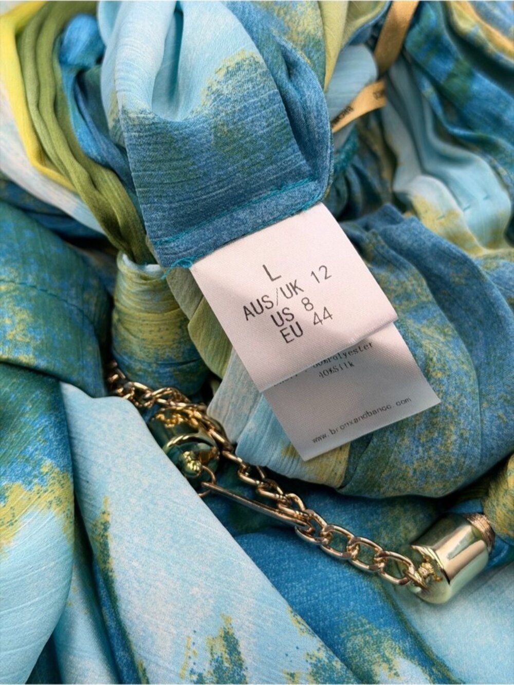 🆕 BRONX & BANCO 🧿 NWOT Palma Coastal Ruffle Hi-Low Gown, Blue Green, Sz L US 8 - Picture 16 of 16